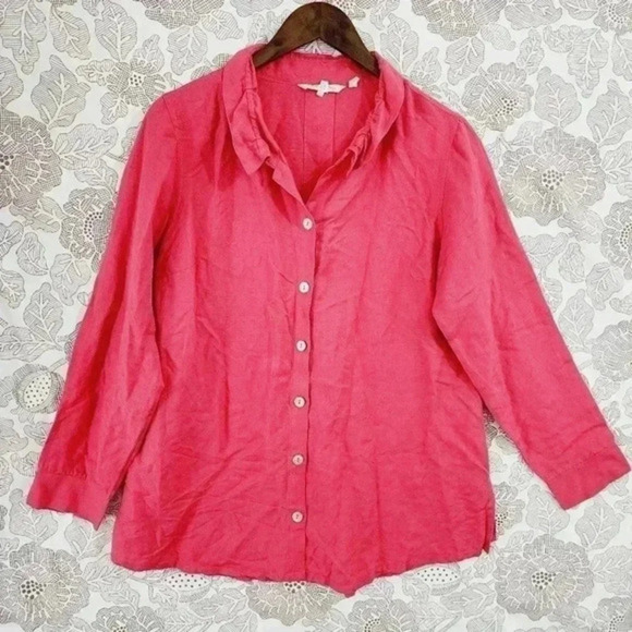 Soft Surroundings Linen Blend Button up Women's Shirt‎ Size M  242ct - Picture 1 of 7